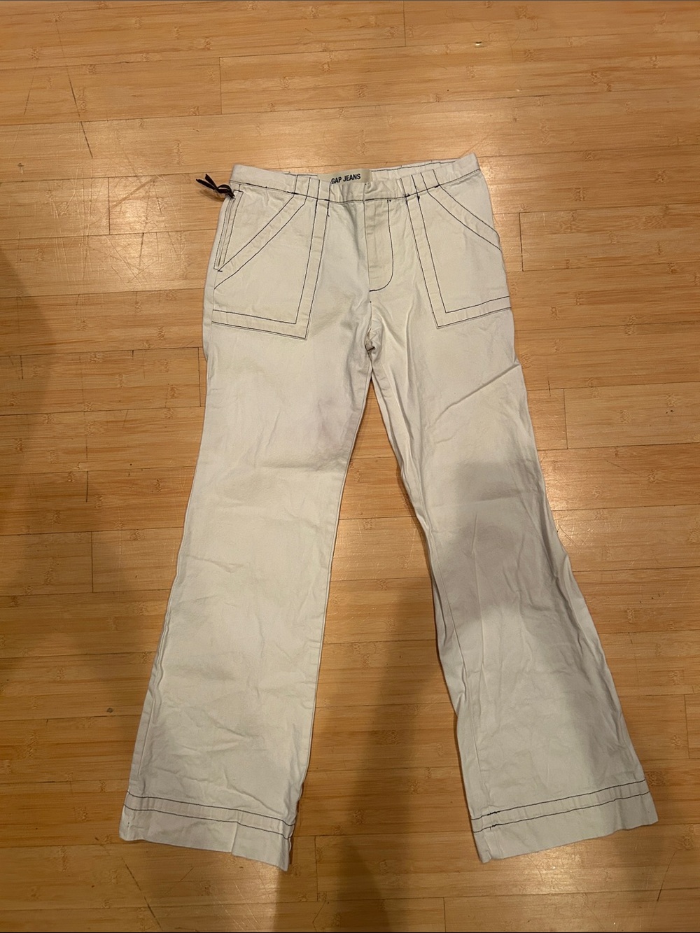 Vintage GAP Light Oatmeal Wide-Leg Jeans with Patch Pockets